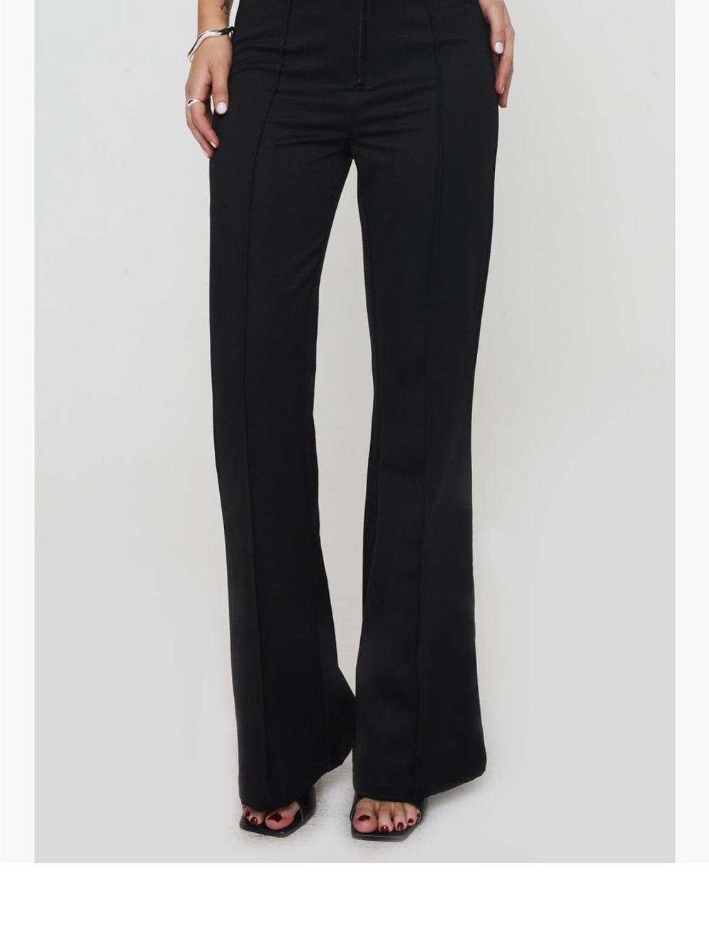 Princess Polly Black High-Rise Flare Trousers